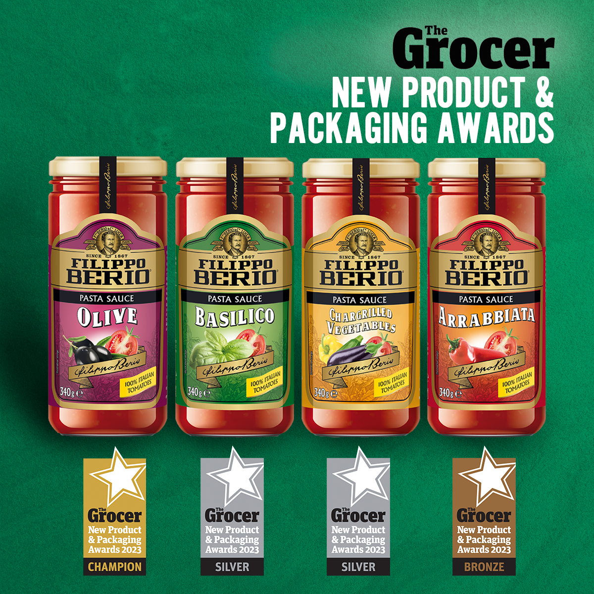Filippo Berio Olive Pasta Sauce receives a Gold Award!