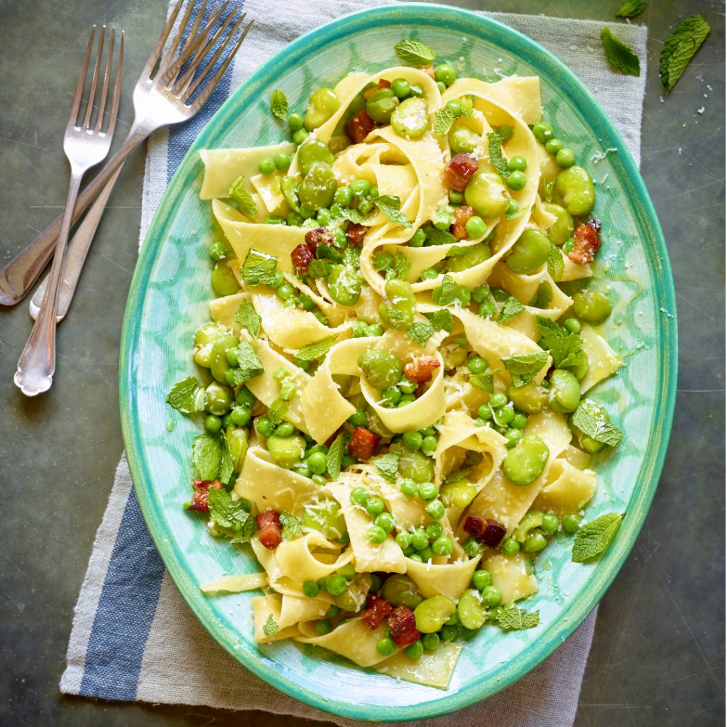 Pappardelle with Peas, Broad Beans & Mint