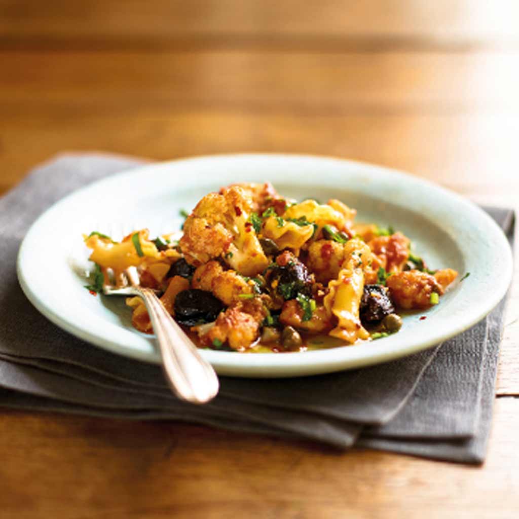 Pasta Puttanesca with Cauliflower