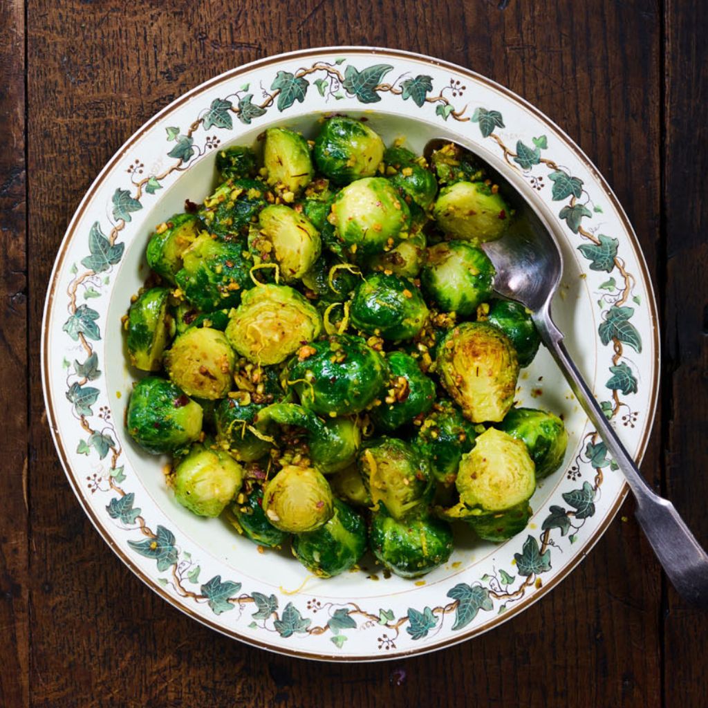 Saffron Sprouts with Pistachios & Lemon