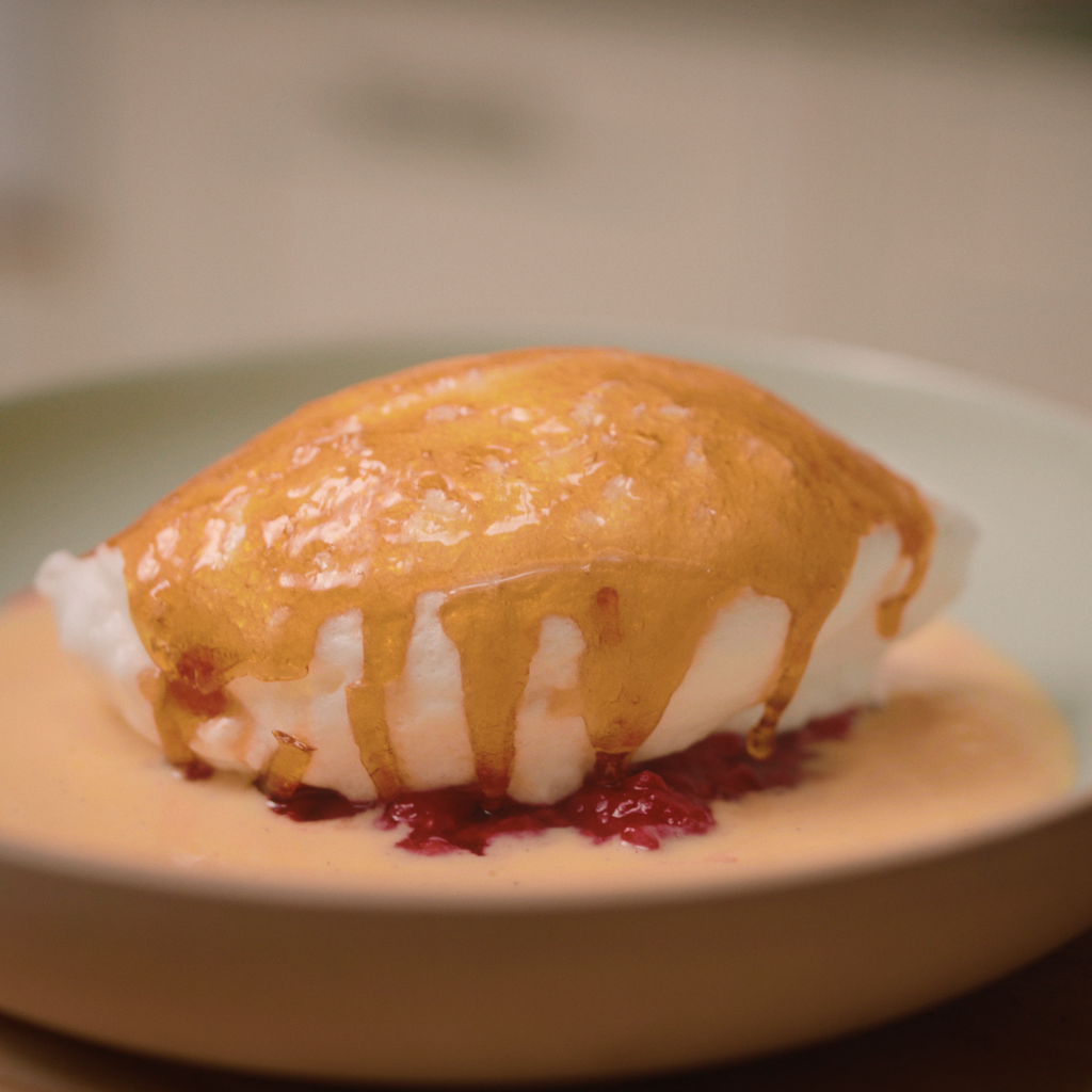Michel Roux's Floating Islands with Raspberry Compote