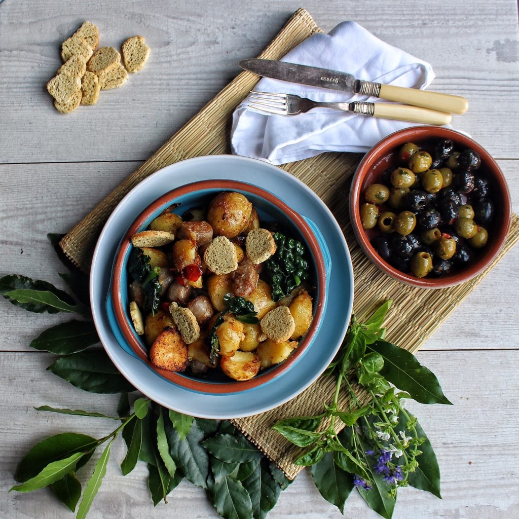 Smoked paprika sauteéd potatoes with Italian sausage