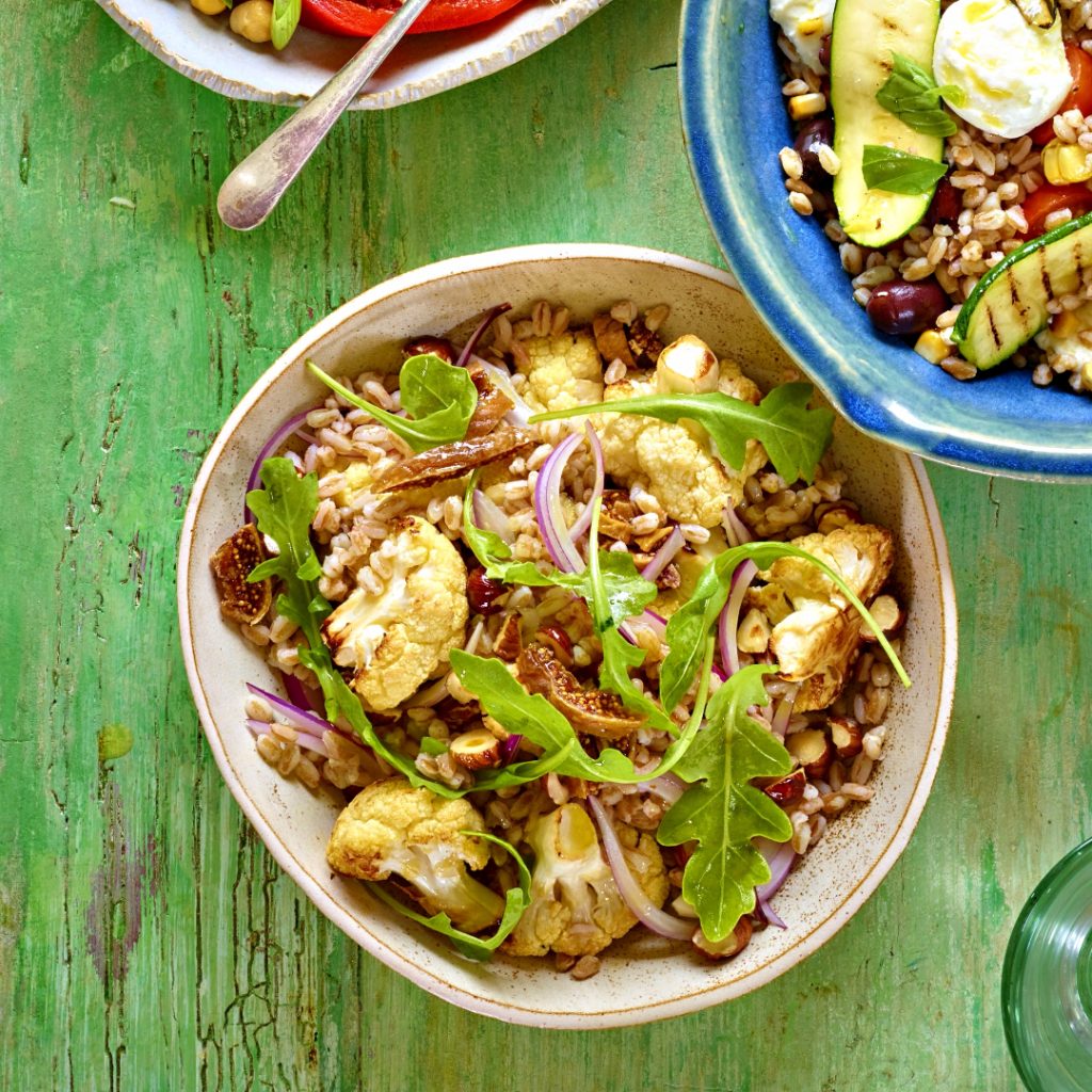 Cauliflower, Fig & Hazelnut Farro Salad