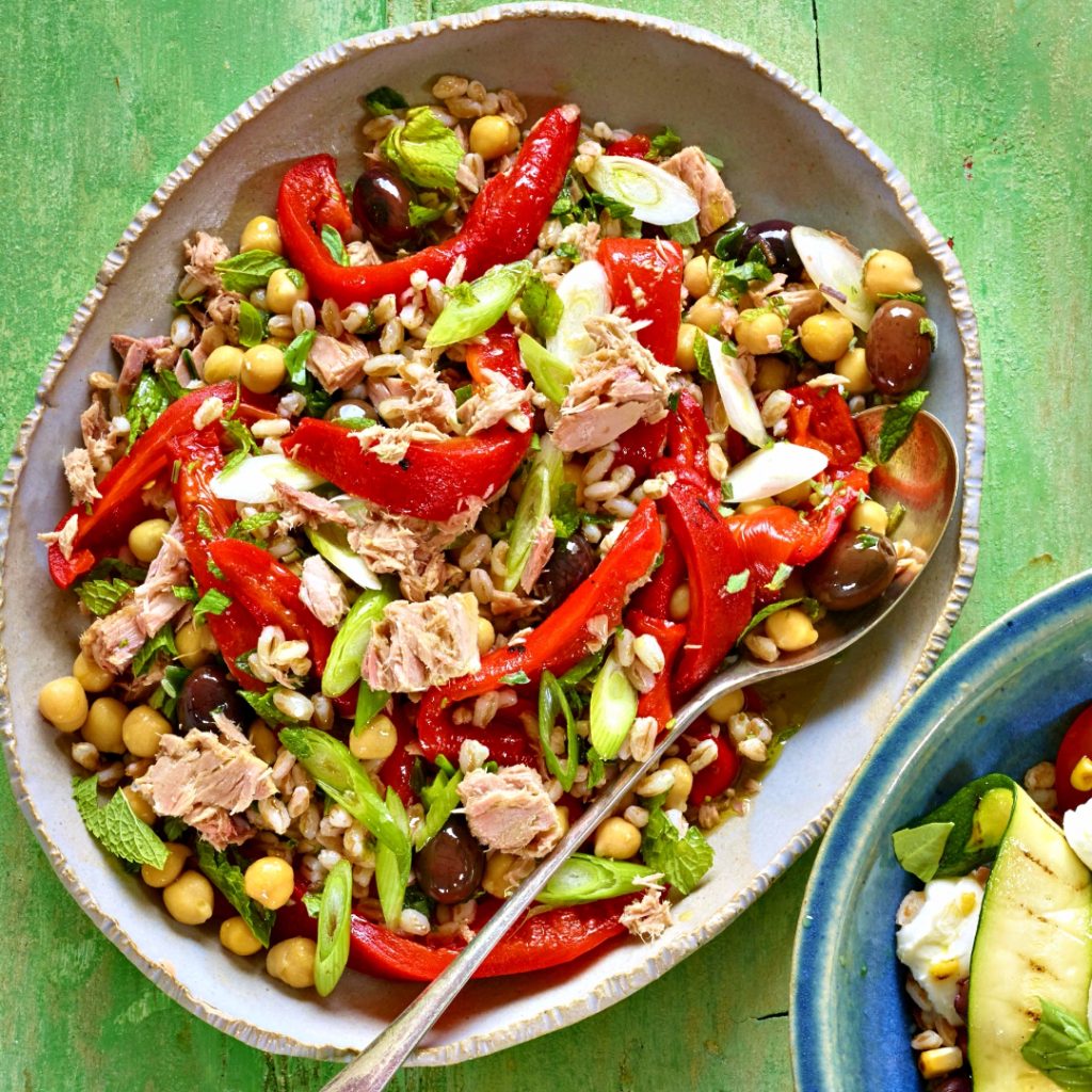 Tuna, Chickpea and Roasted Pepper Farro Salad