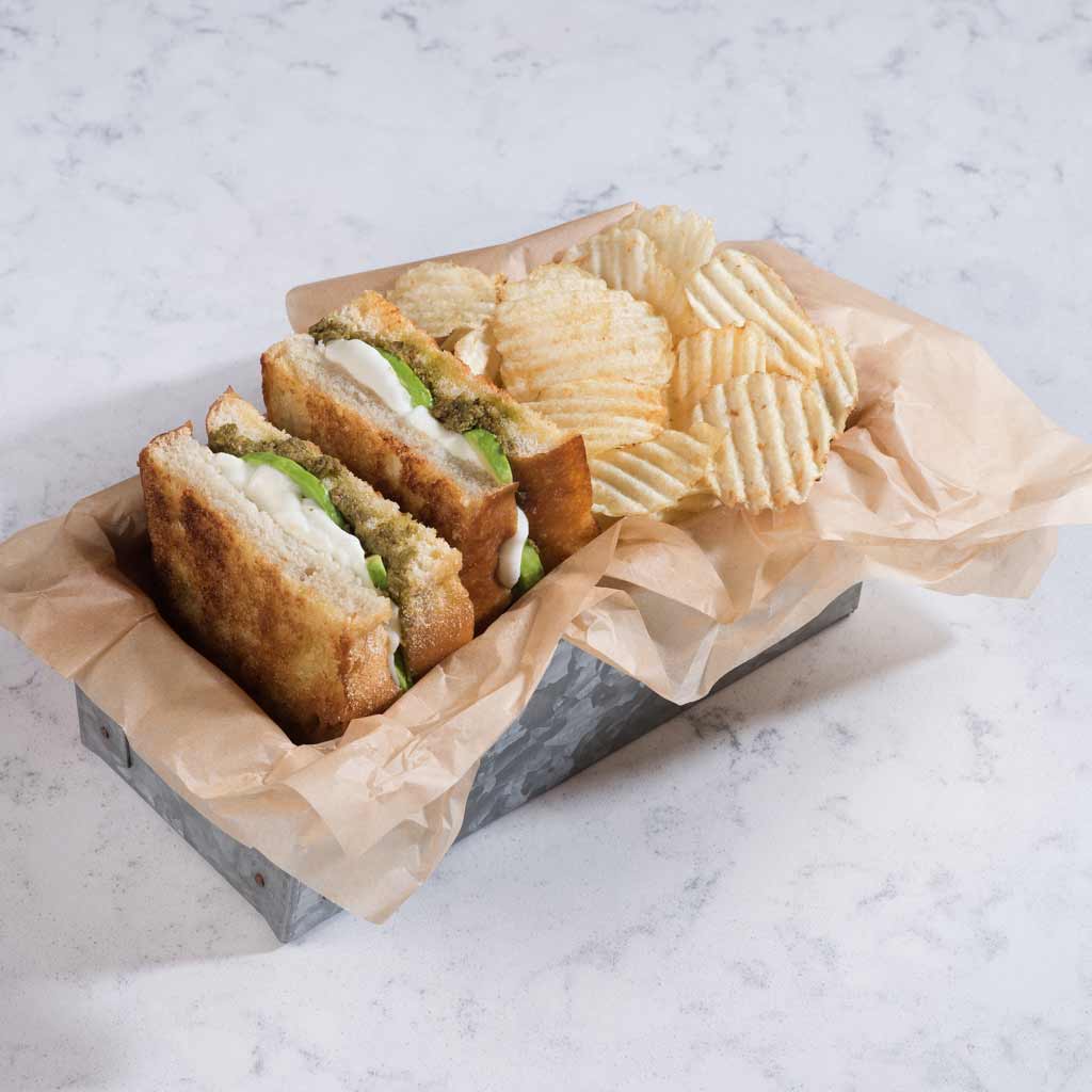Avocado, Pesto and Mozzarella Toastie