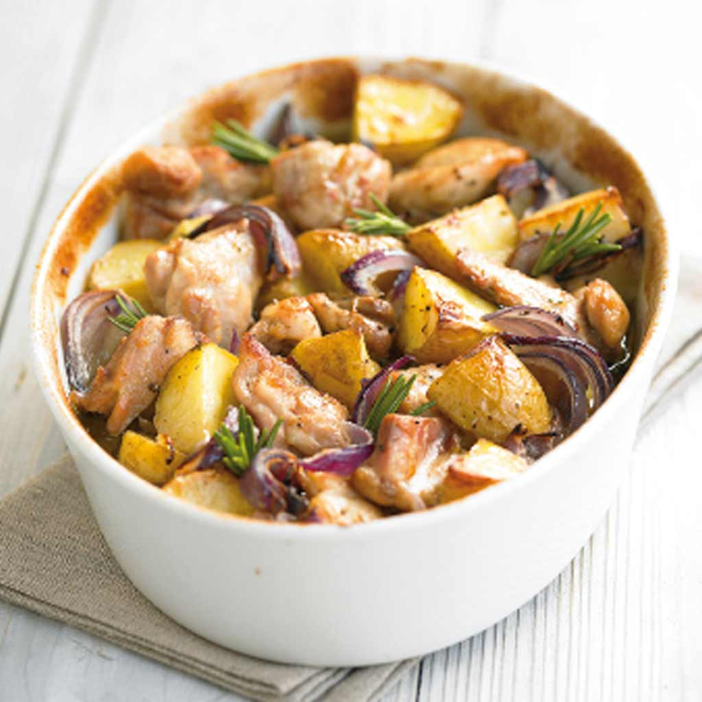 Baked Chicken with Potatoes and Red Onions