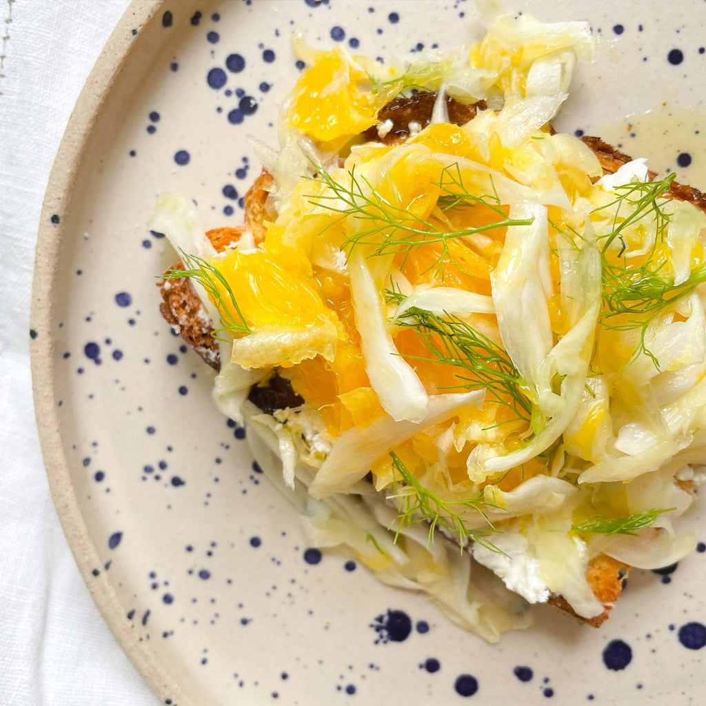 Goats Cheese, Fennel and Orange Bruschetta