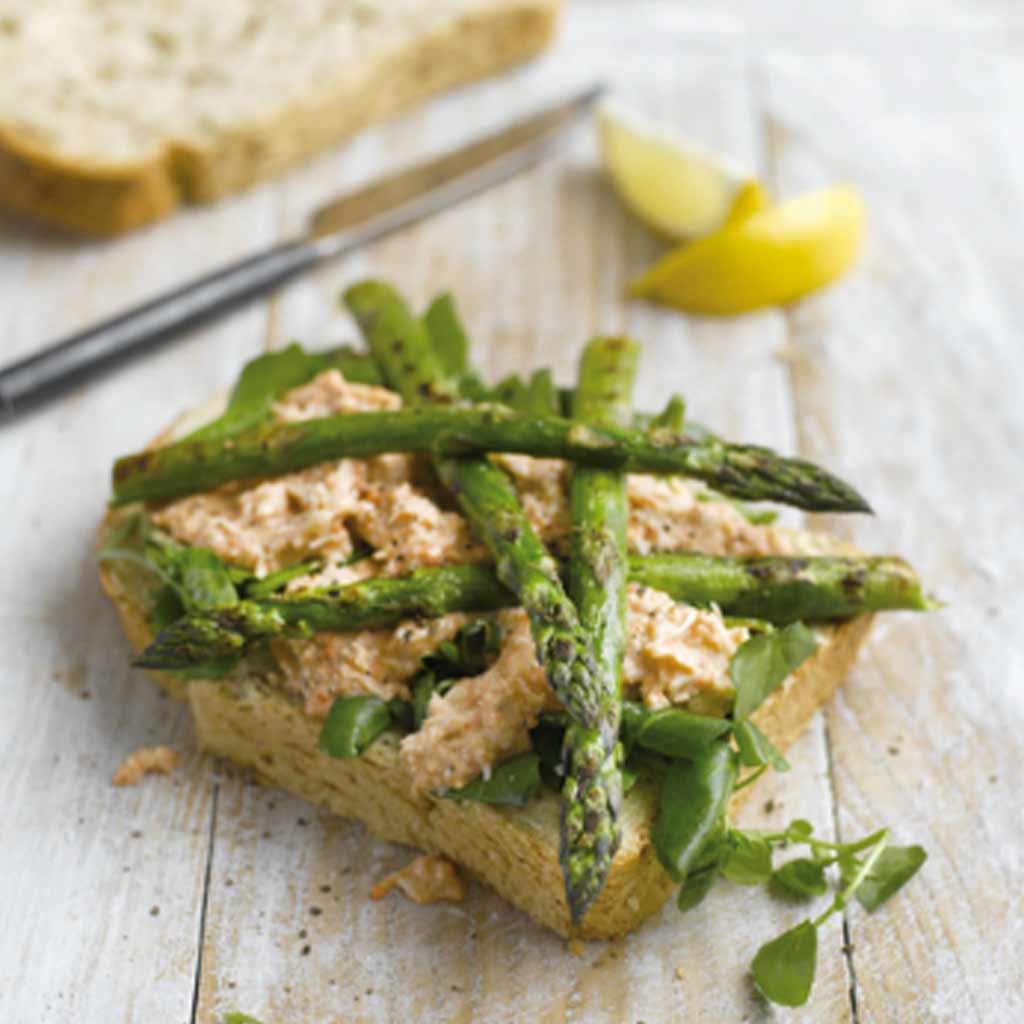 Griddled British Asparagus, Crab & Watercress Sandwiches
