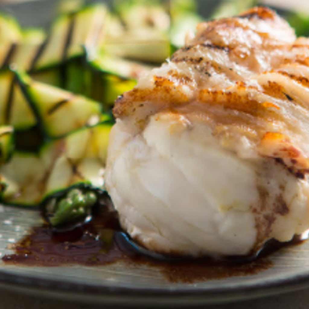 Grilled Monkfish with Red Wine Sauce