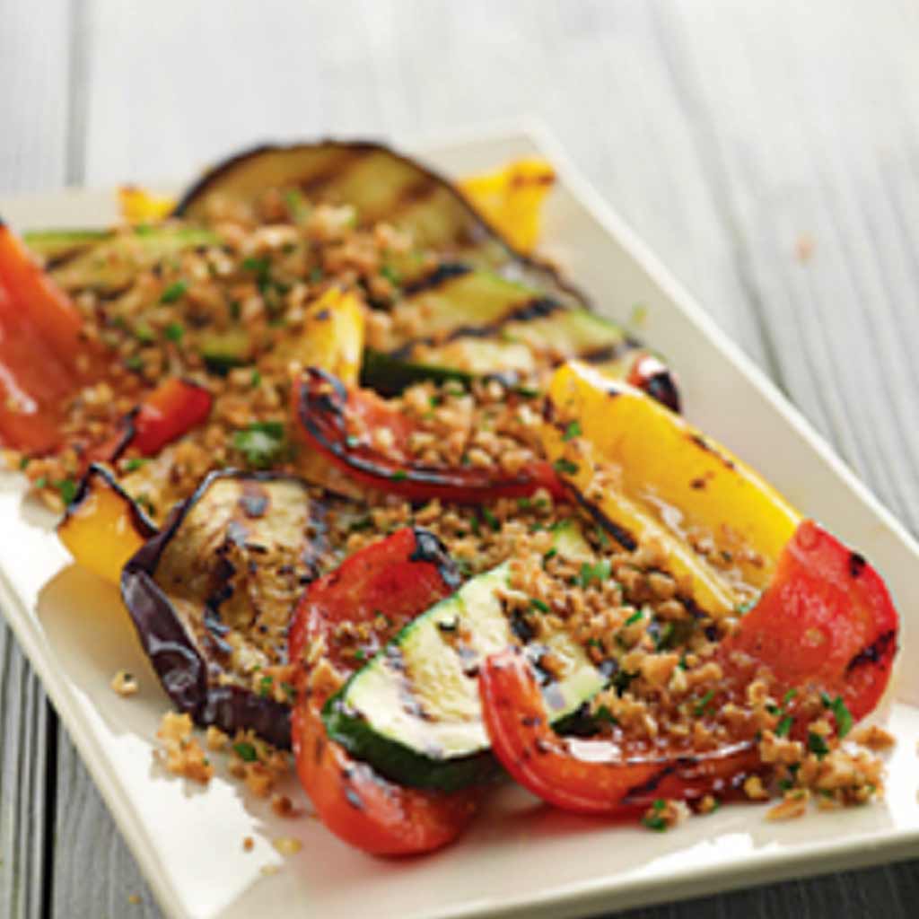 Grilled Vegetables with Nutty Topping