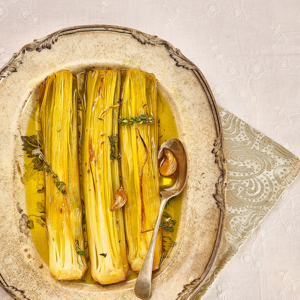 Braised Leeks in Extra Virgin Olive Oil