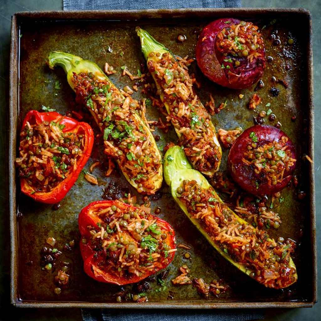 Lentil & Rice Stuffed Vegetables
