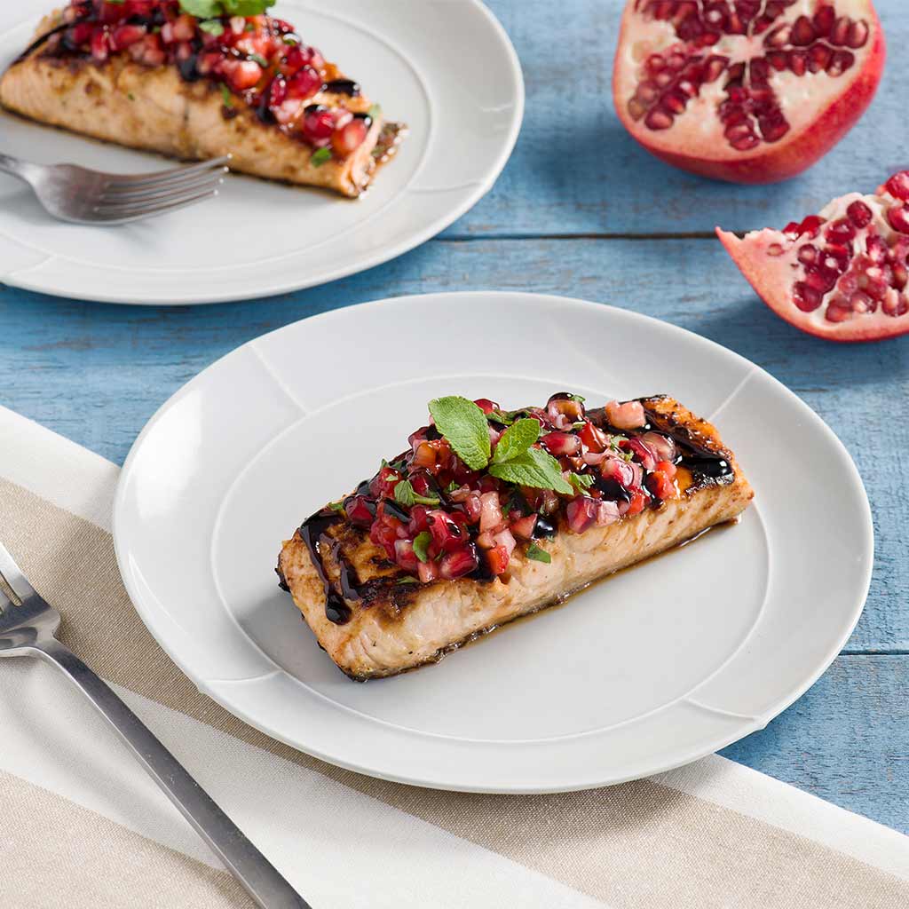 Pan-Seared Salmon with Strawberry Pomegranate Salsa