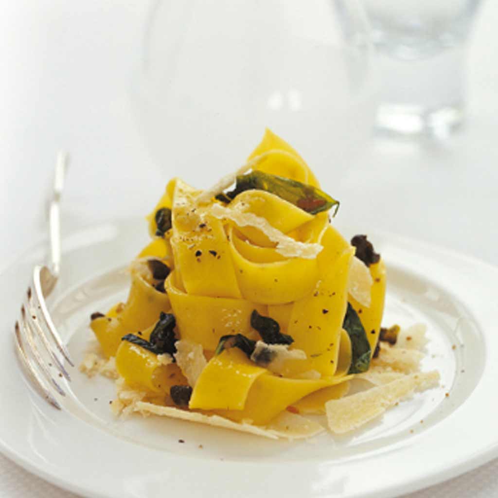 Pappardelle with Fried Basil