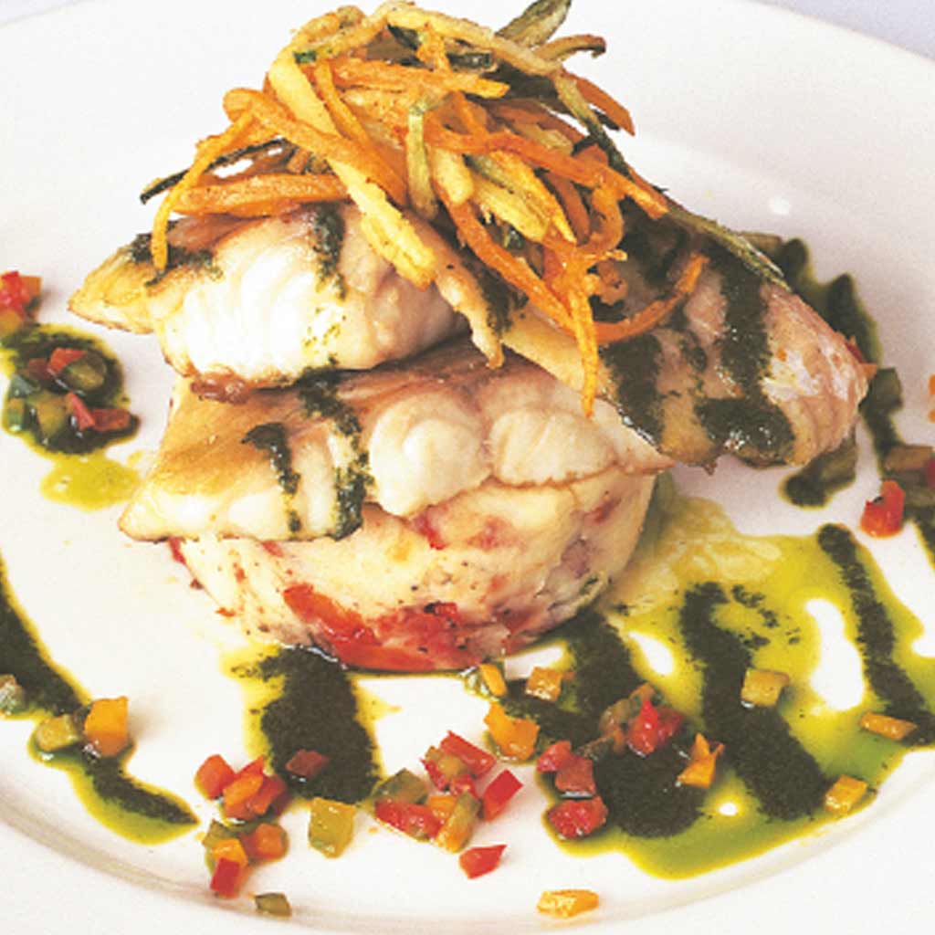 Red Snapper on Potato Cakes with Salsa Verde