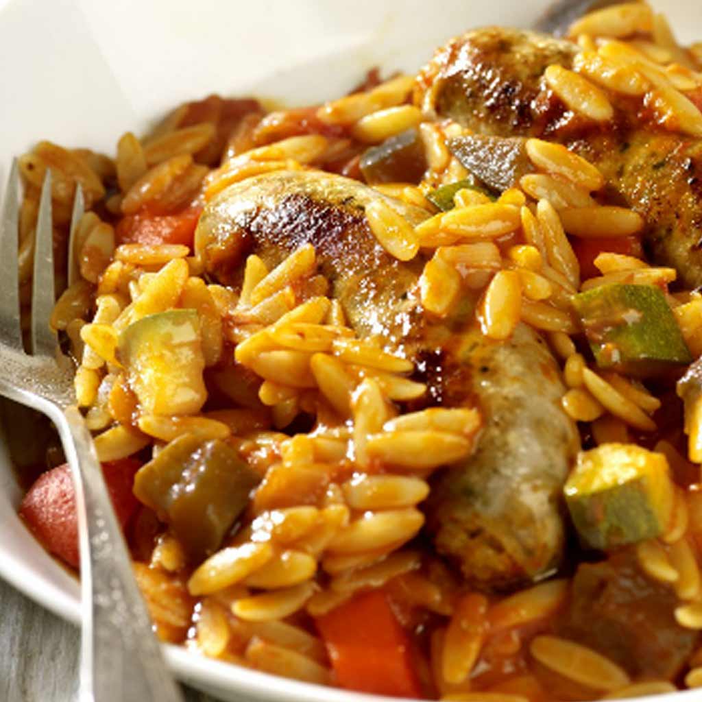 Risoni with a Vegetable & Sausage Ragu